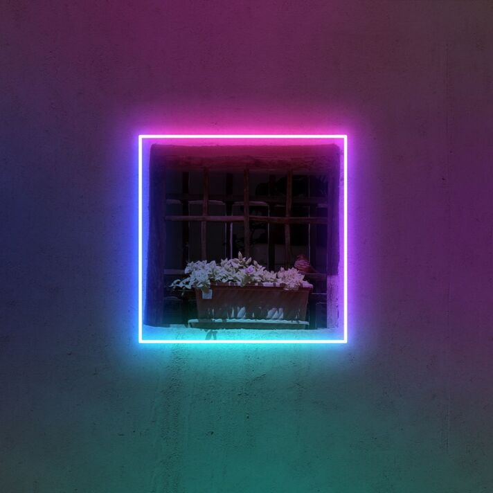 Square Four Colors Neon Sign for Modern and Colorful Decor