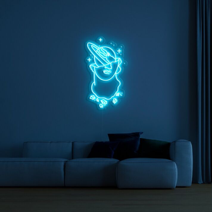 Saturn Statue Neon Sign for Space and Astronomy Lovers