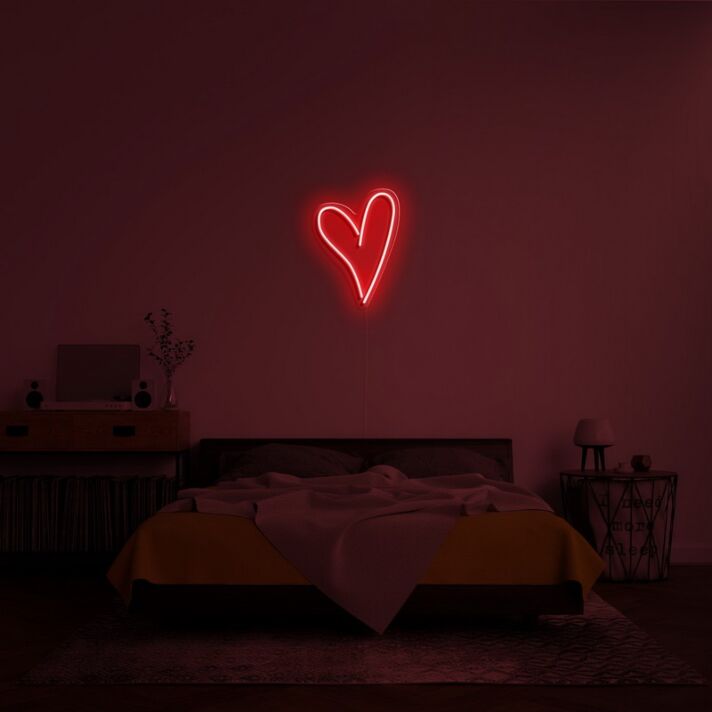 Script Heart Neon Sign for Romantic and Loving Spaces
