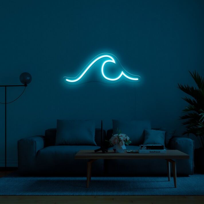 Wave Neon Sign for Ocean Lovers and Relaxing Spaces