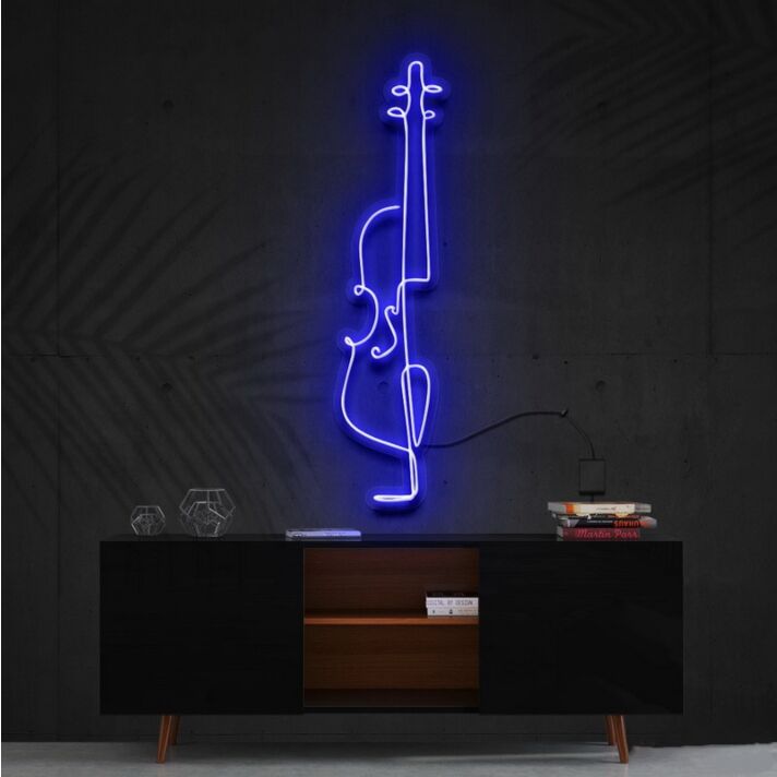 Cello Line Art Neon Sign for Music Lovers and Artistic Decor