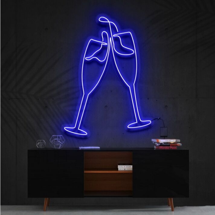 Champagne Cheers Neon Sign for Celebrations and Parties