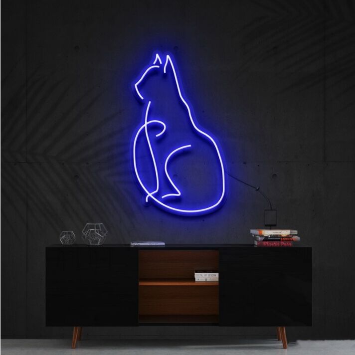 Curious Cat Neon Sign for Cat Lovers and Pet Spaces