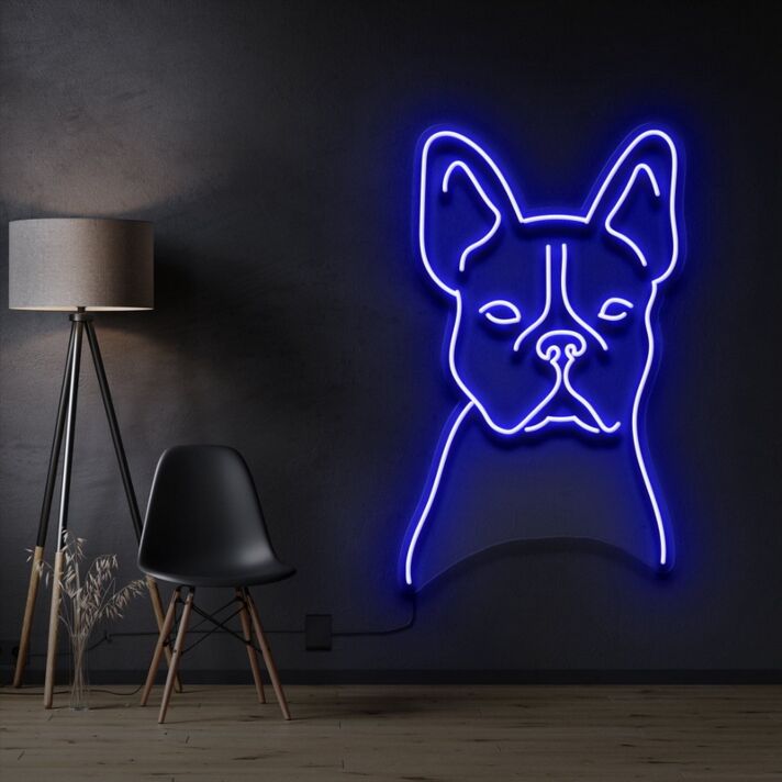 French Bulldog Line Art Neon Sign for Dog Lovers and Artistic Decor