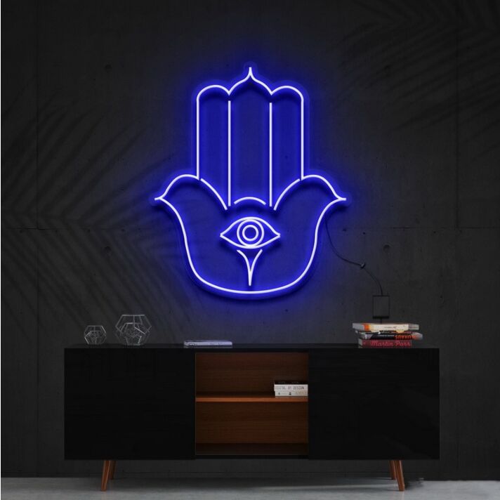 Hamsa Neon Sign for Protection and Positive Energy
