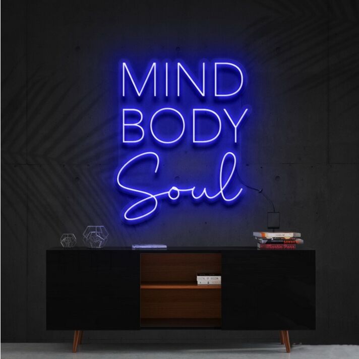 Mind Body Soul Neon Sign for Yoga and Meditation Spaces