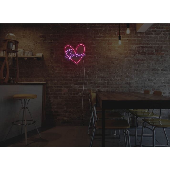 Heart Open Neon Sign for Romantic and Welcoming Spaces