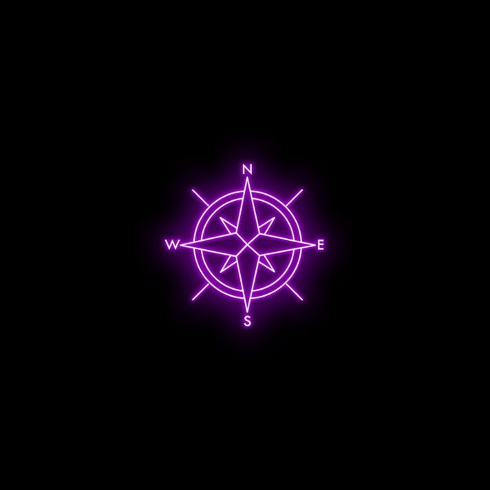 Compass Neon Sign for Adventure and Travel Lovers