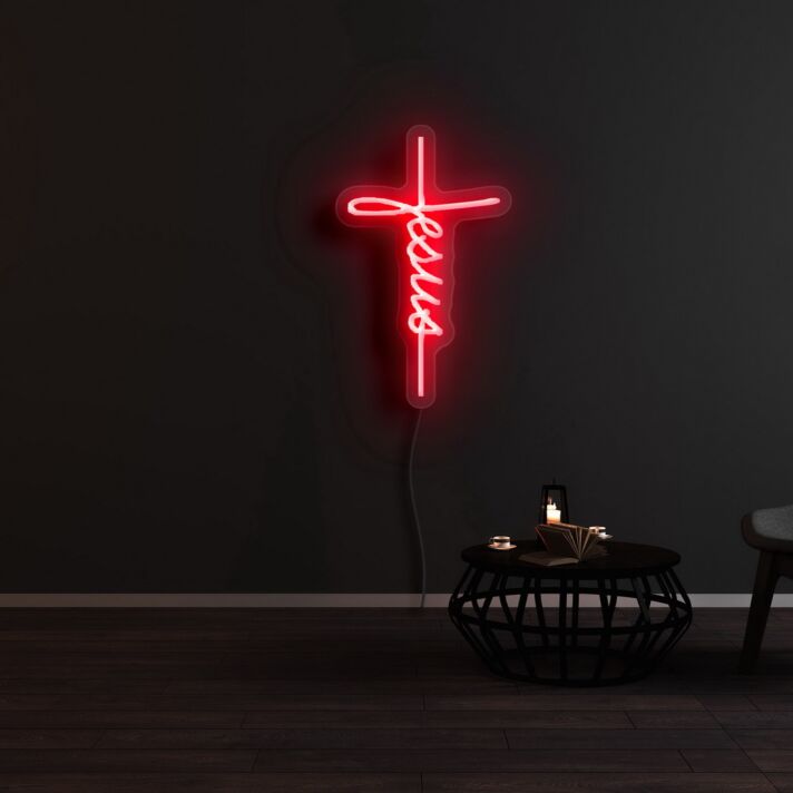 Jesus Neon Sign for Spiritual and Religious Decor
