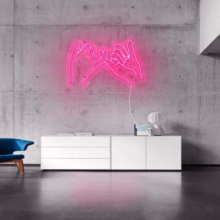 Pinky Finger Promise Neon Sign for Friendship and Positive Spaces