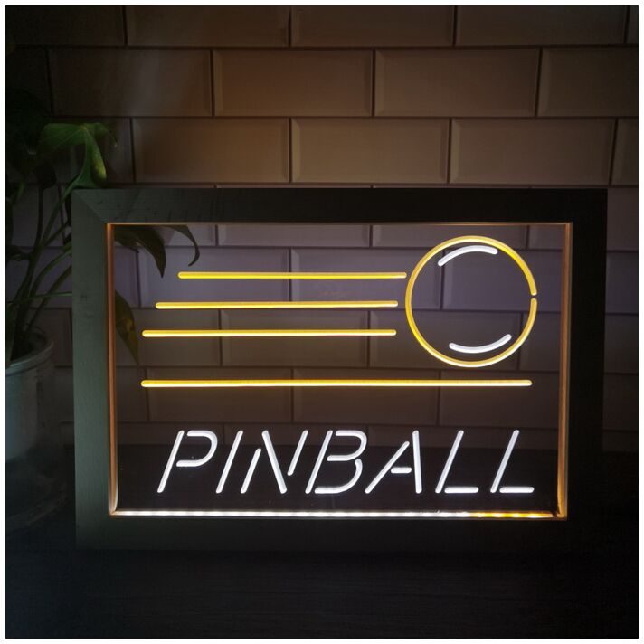 Pinball Game Frame Dual LED Neon Sign for Gaming and Fun Spaces