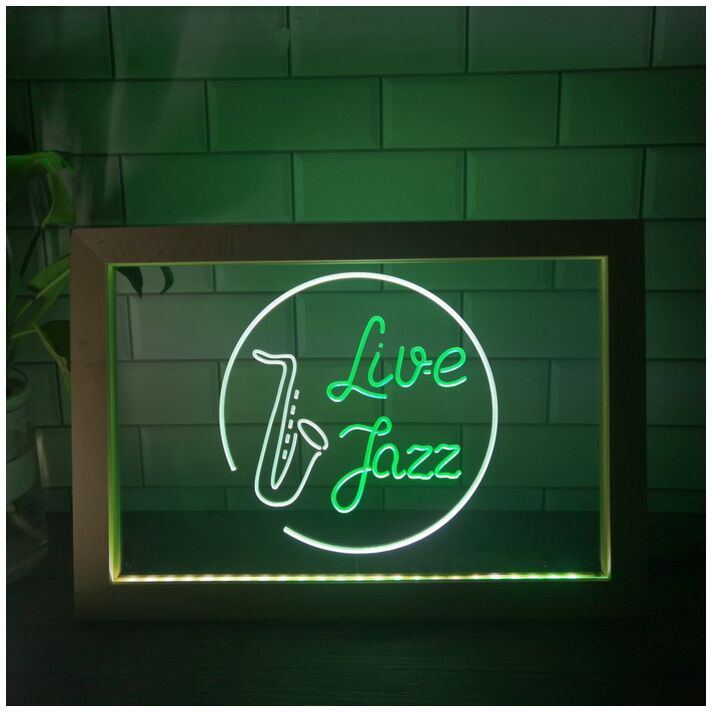 Live Jazz Music Frame Dual LED Neon Sign for Music Lovers