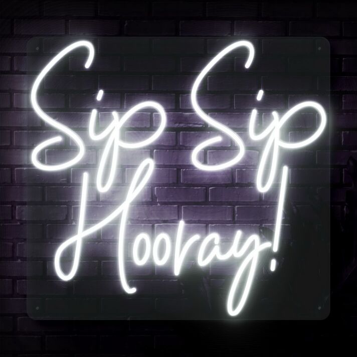 Sip Sip Hooray Neon Sign for Celebratory and Social Spaces