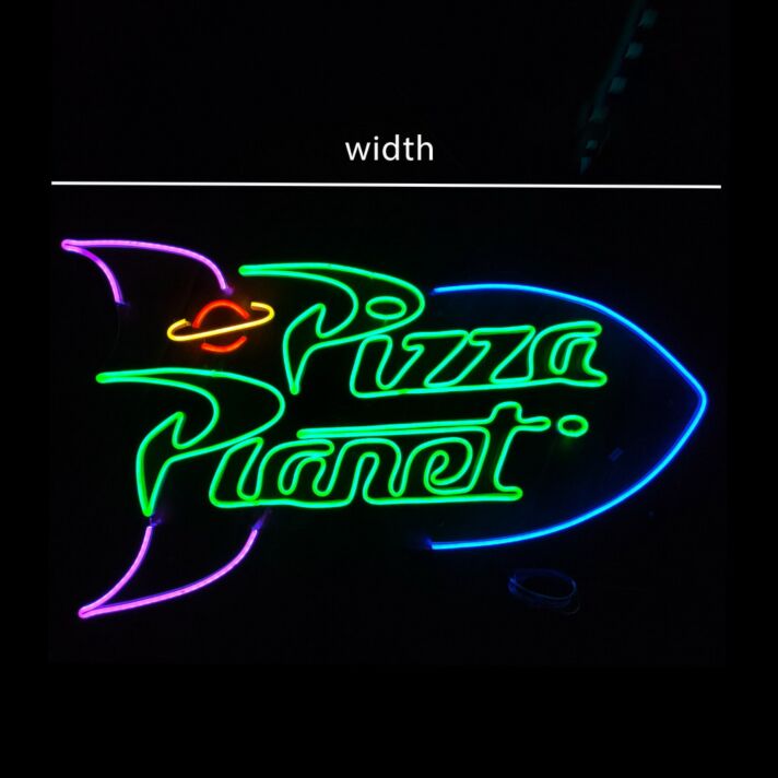 Pizza Planet Rocket Neon Sign for Fun and Whimsical Spaces