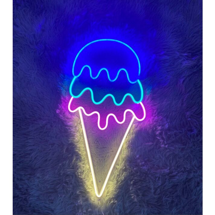 Dripping Ice Cream Neon Sign for Sweet and Fun Spaces