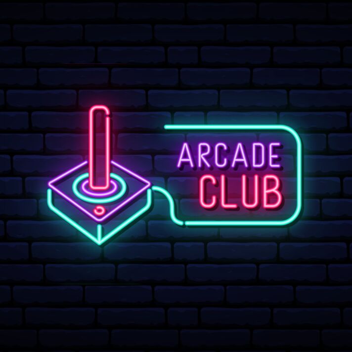 Retro Joystick Arcade Club Neon Sign for Gaming and Fun Spaces