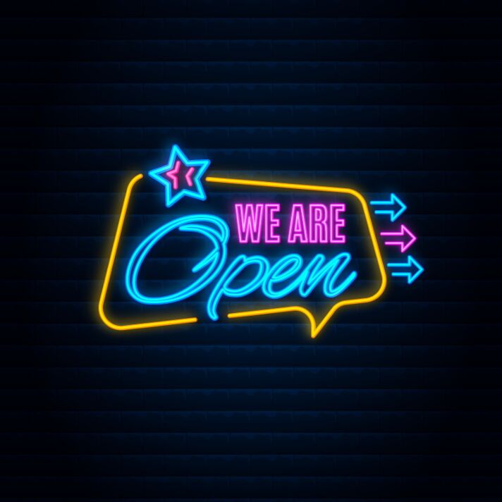 We Are Open This Way Neon Sign for Businesses and Shops