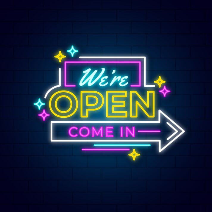 We're Open Come In Neon Sign for Businesses and Shops