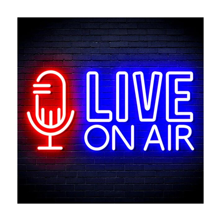 Bright Live On Air LED Neon Sign Red And Blue for Studios and Broadcasting Spaces