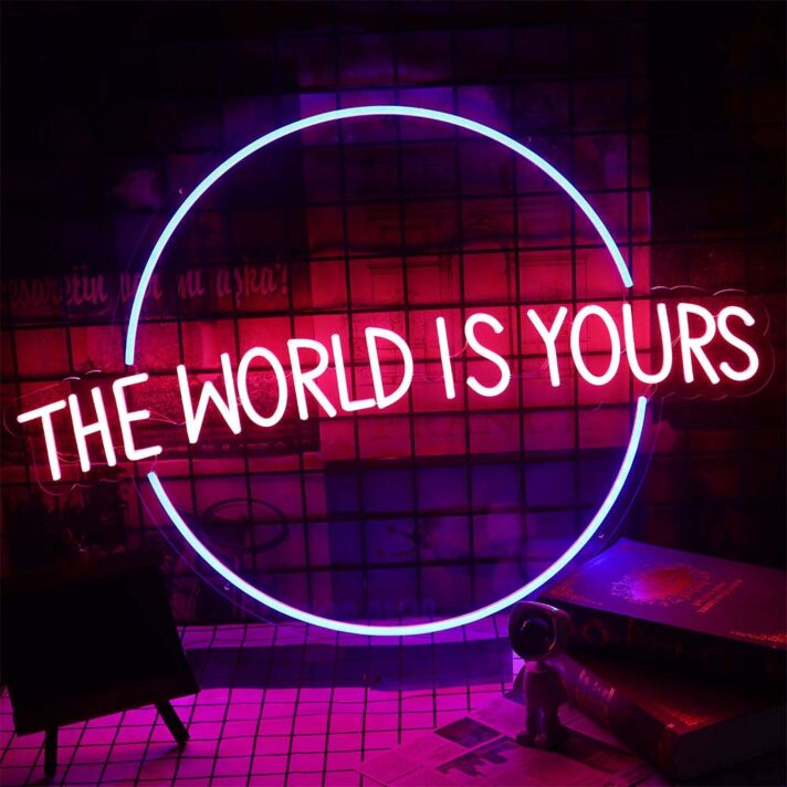 The World Is Yours Neon Sign for Inspirational and Positive Spaces