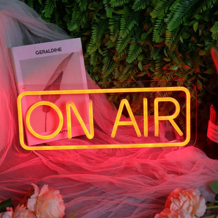 ON AIR RED Custom Neon Sign for Studios and Broadcasting Spaces