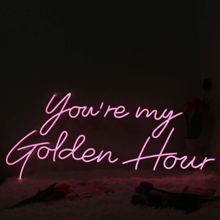 You Are My Golden Hour Pink Neon Sign for Romantic and Positive Spaces