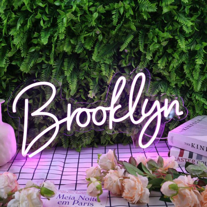 Brooklyn Purple Neon Sign for City Pride and Cultural Decor