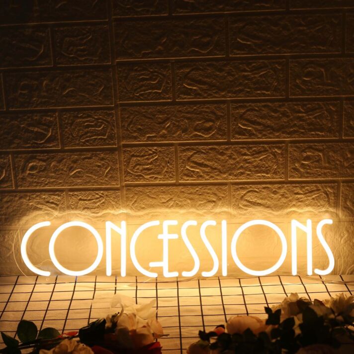 Concessions Yellow Neon Sign for Event and Party Spaces