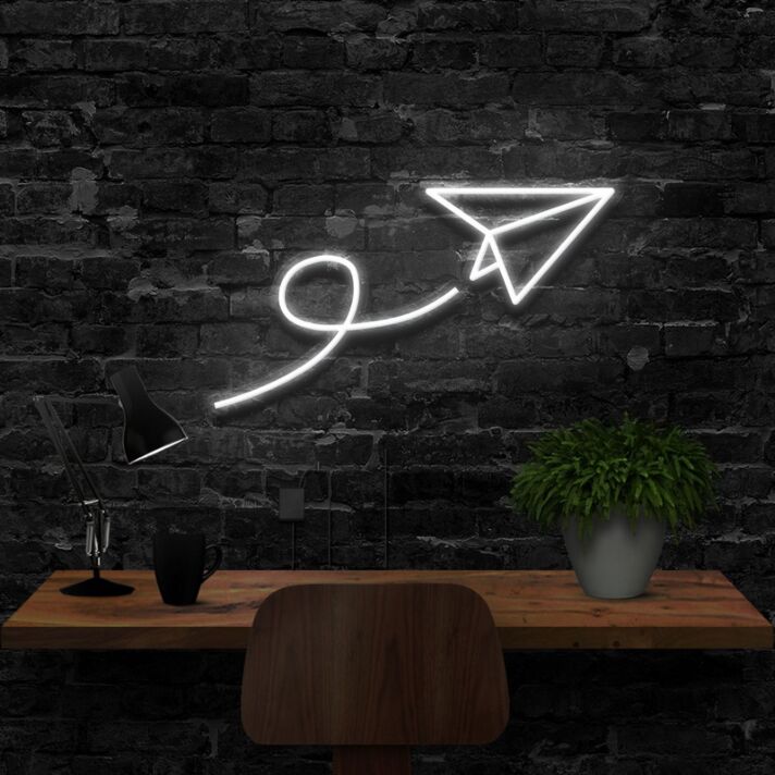 Paper Plane Neon Sign for Fun and Whimsical Decor