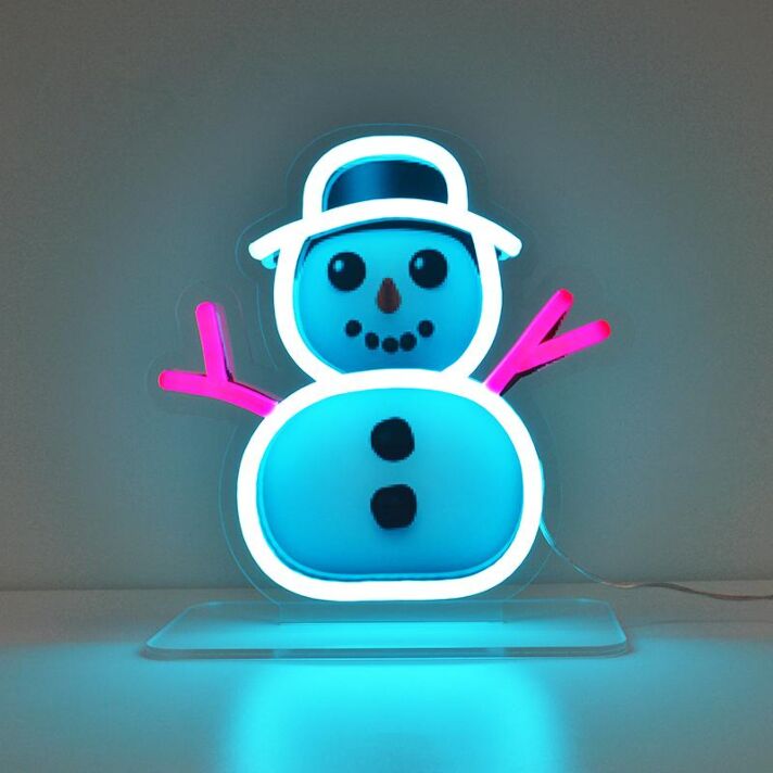Snowman Emoji Neon Sign perfect for cheerful Christmas decorations