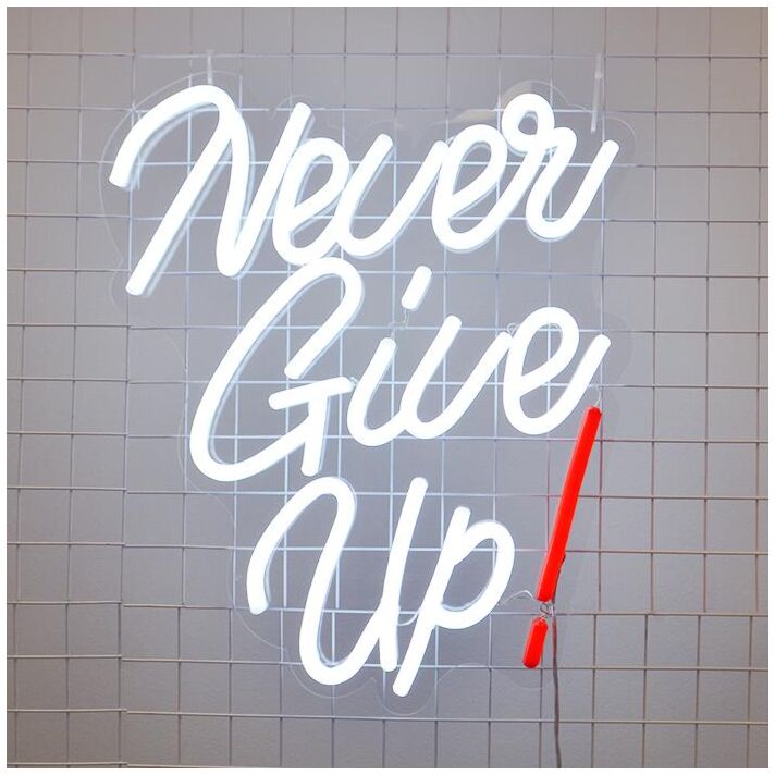 Never Give Up Neon Sign perfect for motivational office settings