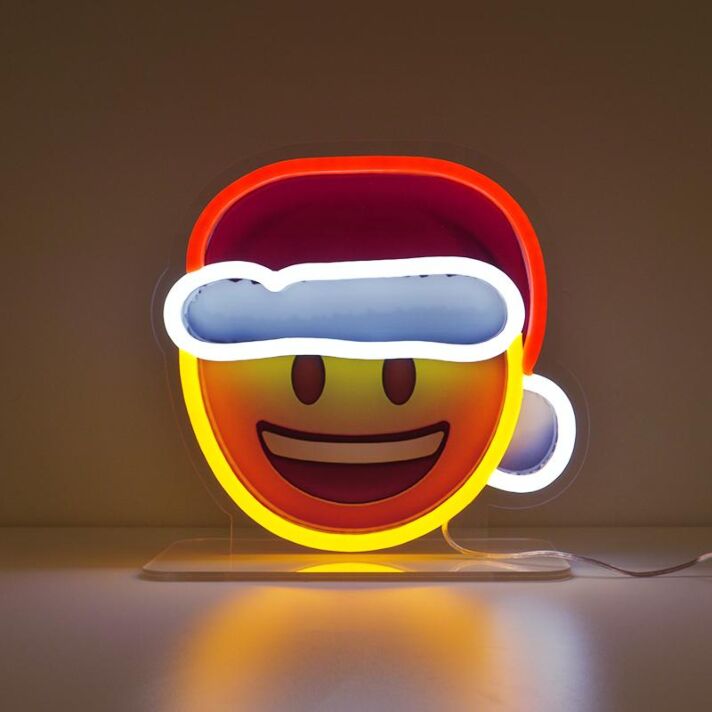 Santa Emoji Neon Sign adds festivity to Christmas decorations