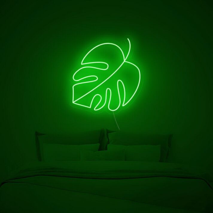 Monstera Leaf Neon Sign adds a tropical touch to any room