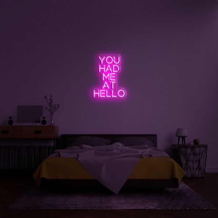 You Had Me At Hello Neon Sign adds a charming touch