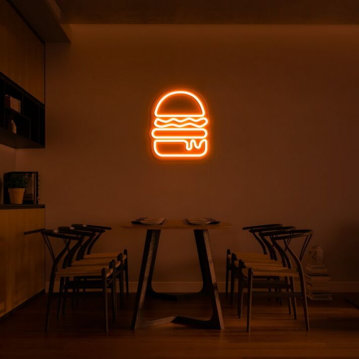 Burger Neon Sign for Restaurants and Diners