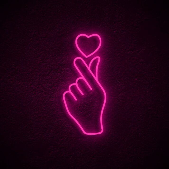 Heart Hand Neon Sign for Love Themed Decor