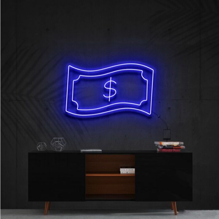 Dollar Bill Neon Sign for Wealth Themed Decor