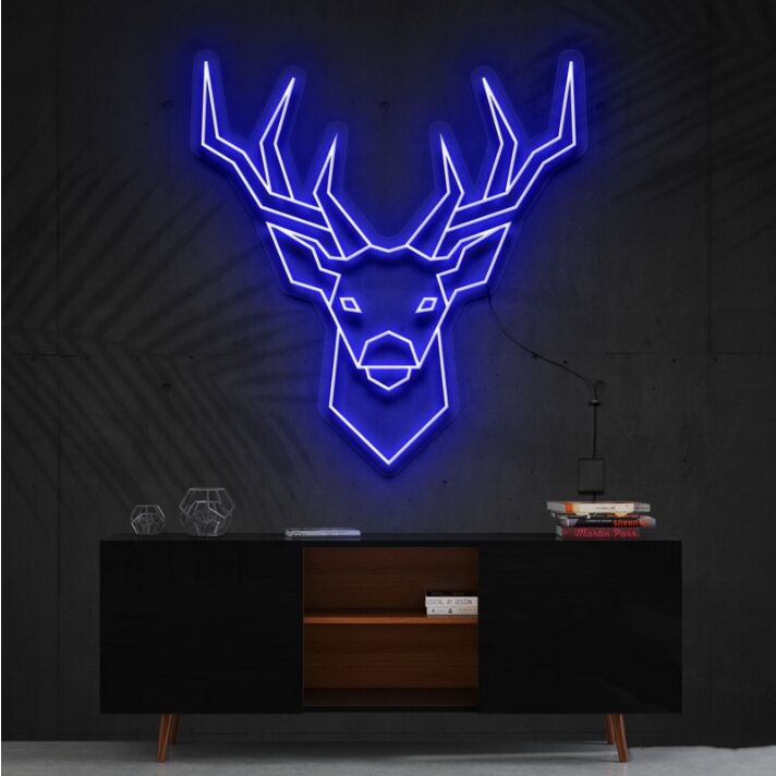 Geometric Deer Neon Sign for Nature and Modern Decor