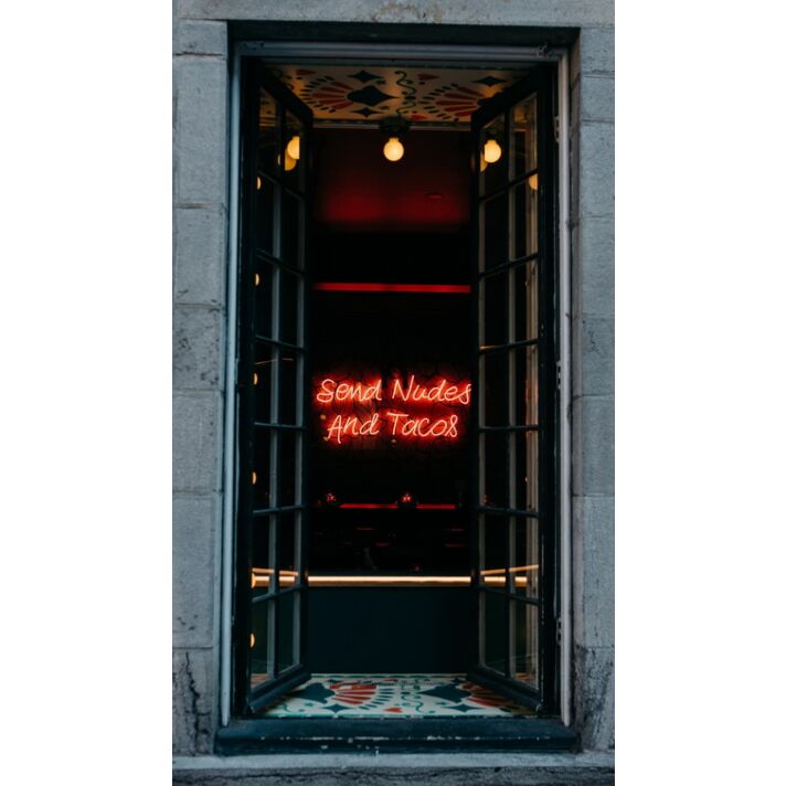Send Nudes And Tacos Neon Sign for Playful and Food Lovers