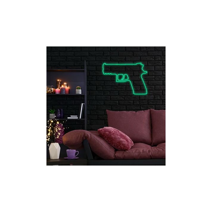 Gun Neon Sign for Bold and Edgy Decor