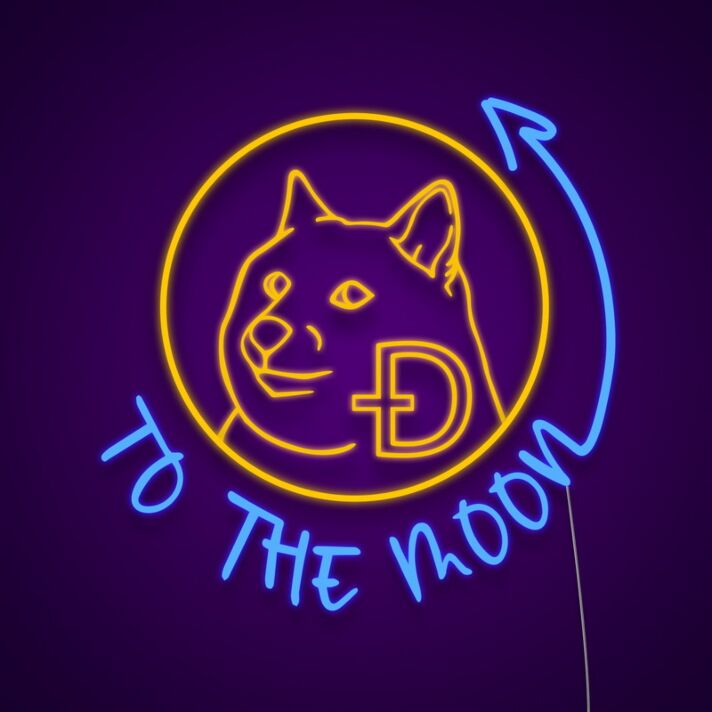 Doge To The Moon Sign Neon Sign Celebrate cryptocurrency with this fun sign
