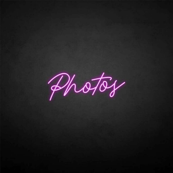 'Photos' neon sign