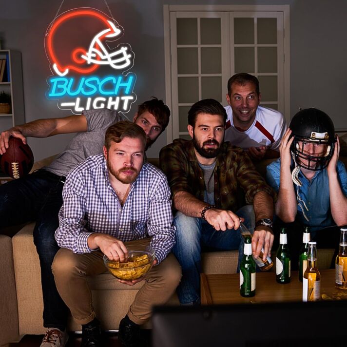 Orange Baseball Cap Busch Light Neon Sign Sports Bar