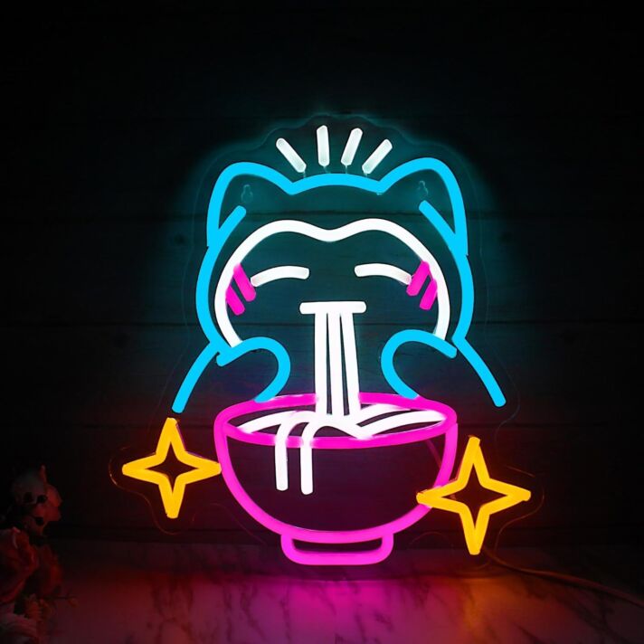 Snorlax Eating Ramen Neon Sign Anime Kids Room