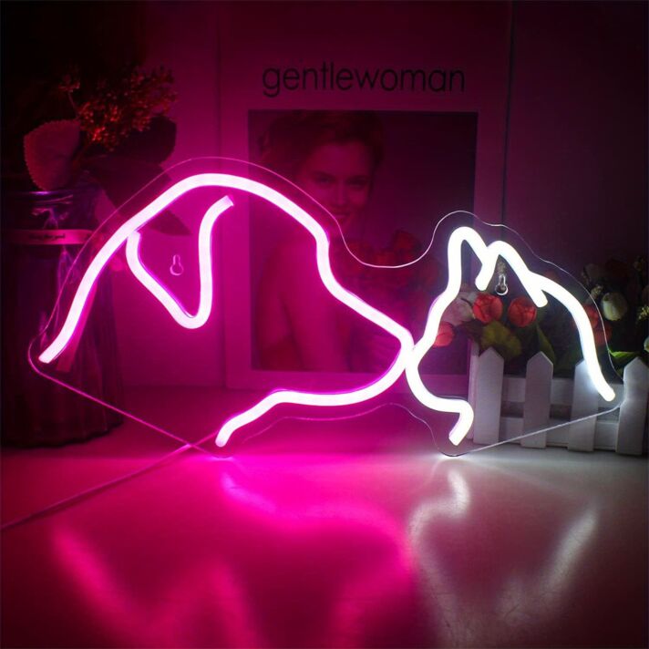 Add a Whimsical Glow to Your Decor: Dog Cat LED Neon Sign Ideal for Home, Office, or Storefront Ambiance