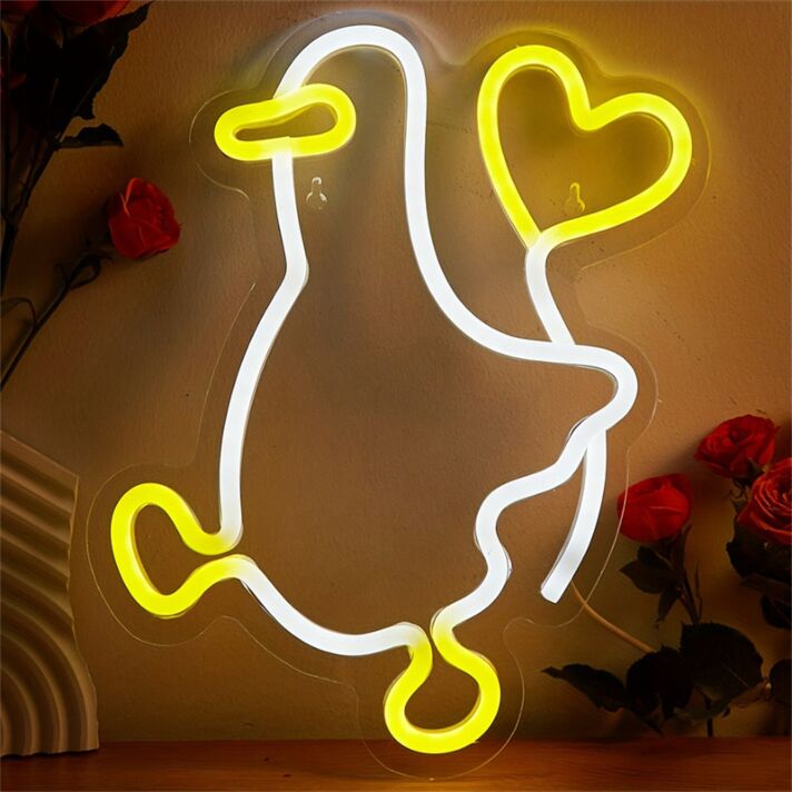Brighten Up Your Space: Duck Shaped LED Neon Sign Perfect for Home Decor, Bars, and Festive Events.