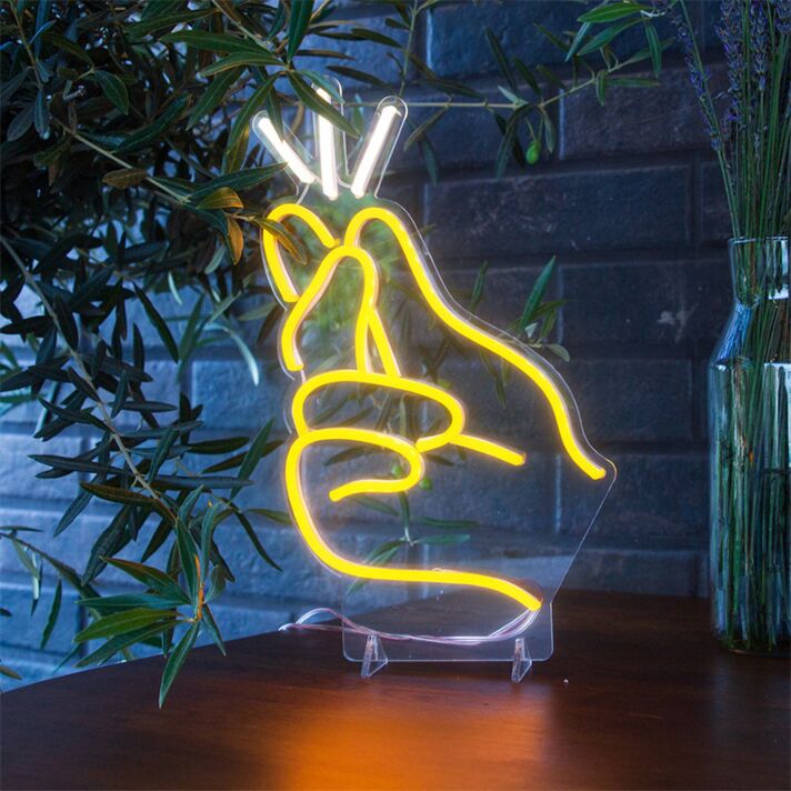 Light Up Your Space: Finger Snapping Mini LED Neon Sign Perfect for Bars, Weddings, and Office Decor.