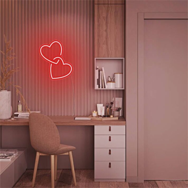 Brighten Your Romantic Evenings and Weddings with Gifts For Her Heart To Heart LED Neon Sign.