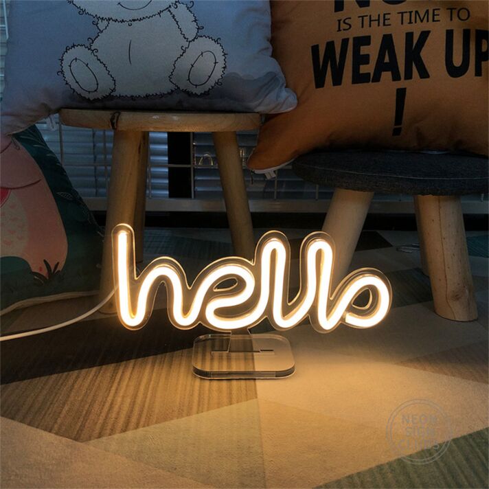 Brighten Up Your Space: Mini Hello LED Neon Sign for Home, Office, and Event Welcomes