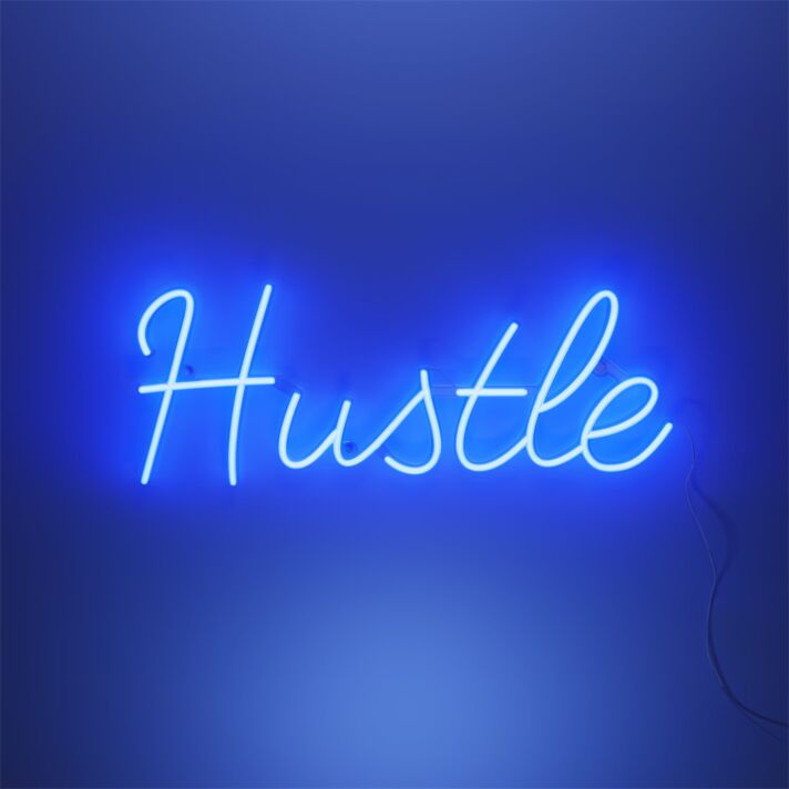 Brighten Your Workspace or Weekend Gatherings with the Mini Hustle LED Neon Sign.